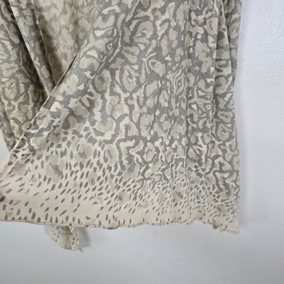 Zadig & Voltaire Cardigan Women's O/S Gray Cream Linen Animal Print Boho Chic - Picture 4 of 7